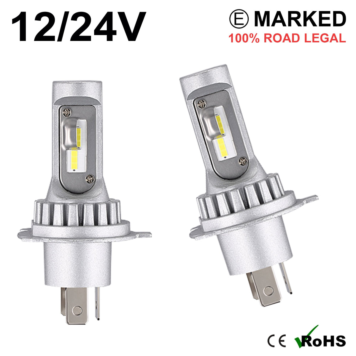 2 x H4 LED Headlight Bulbs - 4000LM – Custom LED -Automotive LED