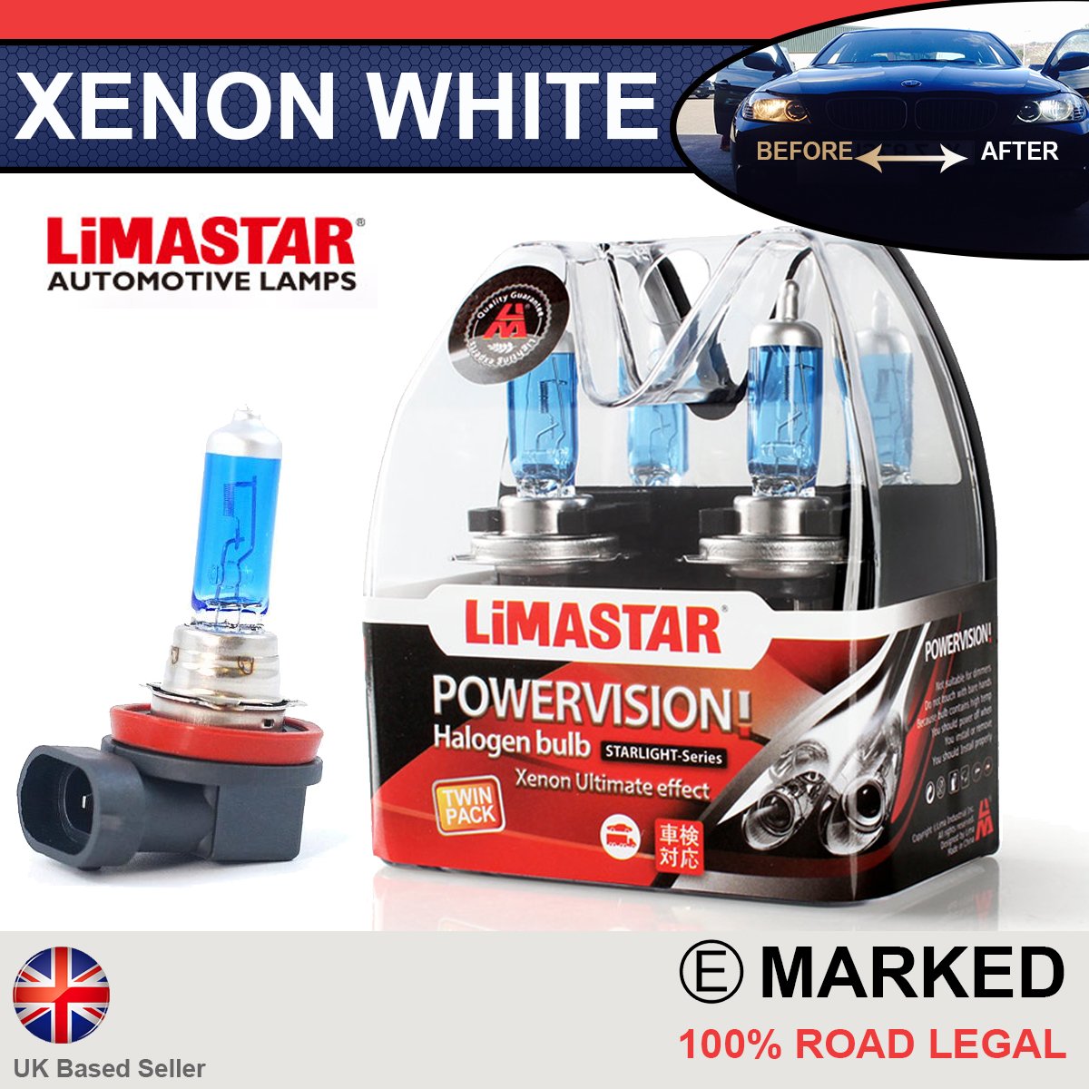 H8 708 35w Limastar Xenon White Halogen Bulbs (PAIR) – Custom LED  -Automotive LED, HID