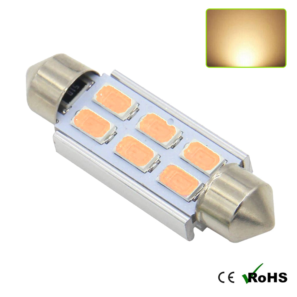 12v 42mm Festoon 6 SMD LED Bulb - Warm White