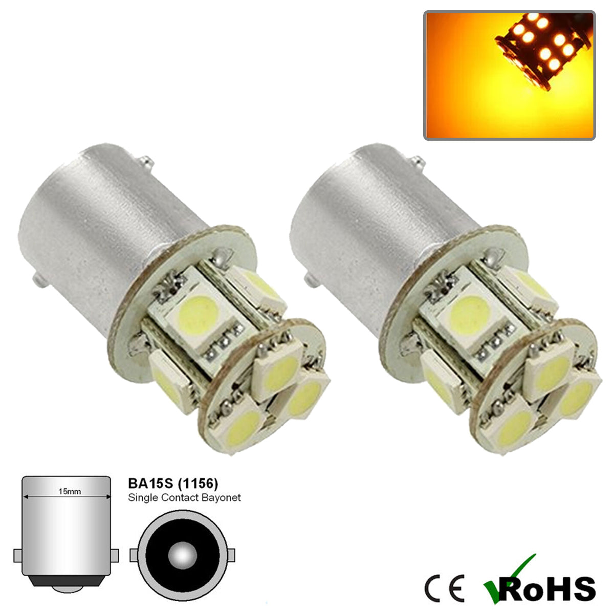 12v 207 BA15s 8 SMD LED Bulb