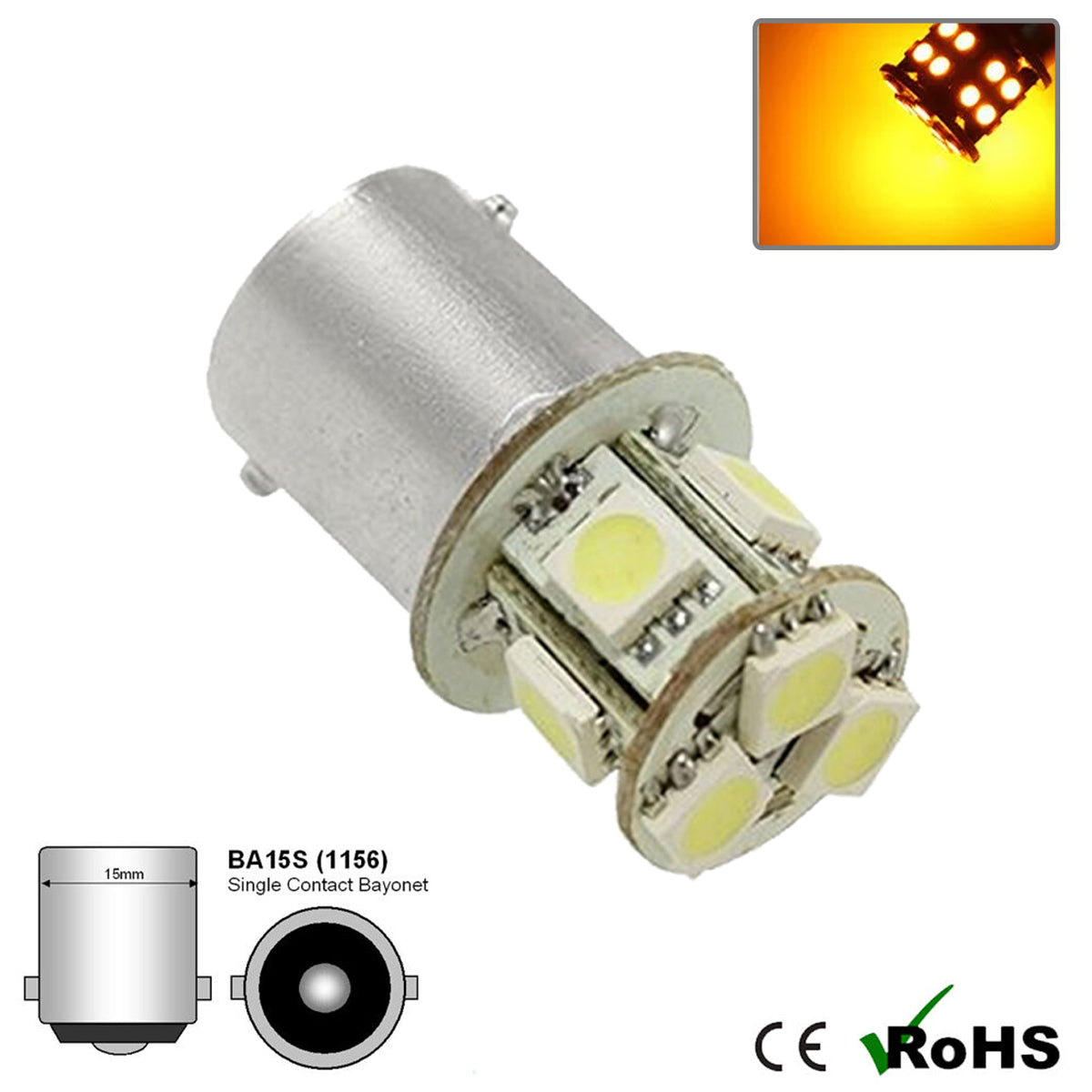 12v 207 BA15s 8 SMD LED Bulb