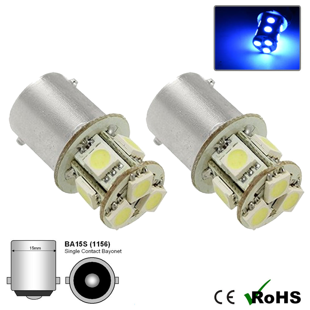 12v 207 BA15s 8 SMD LED Bulb