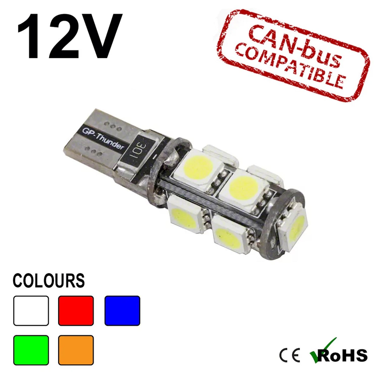 12v 501 9 SMD LED Capless Bulb (canbus)