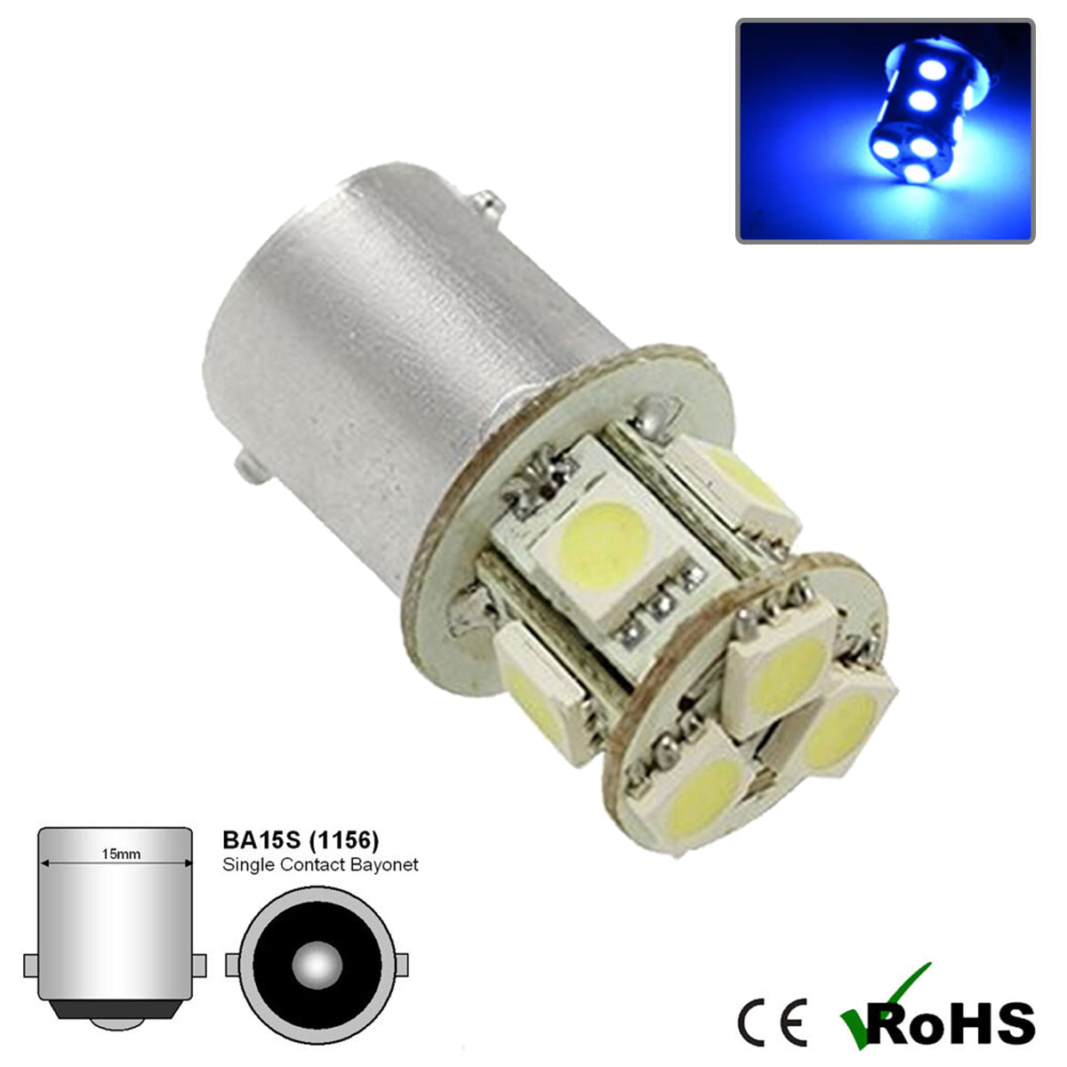 12v 207 BA15s 8 SMD LED Bulb