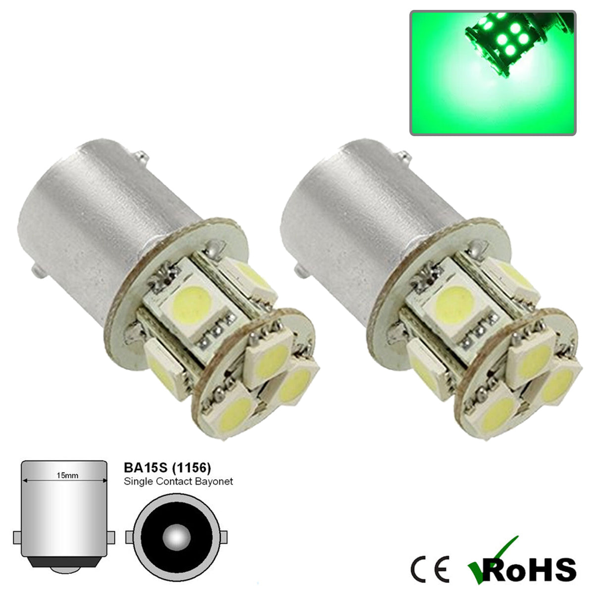 12v 207 BA15s 8 SMD LED Bulb