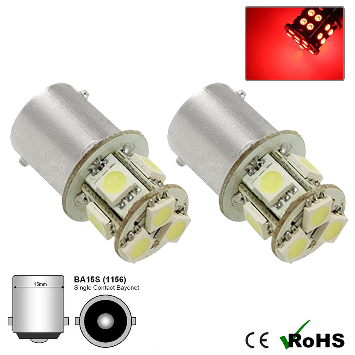 12v 207 BA15s 8 SMD LED Bulb