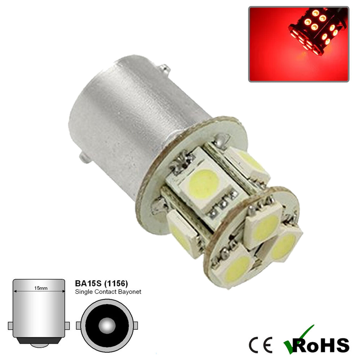 12v 207 BA15s 8 SMD LED Bulb