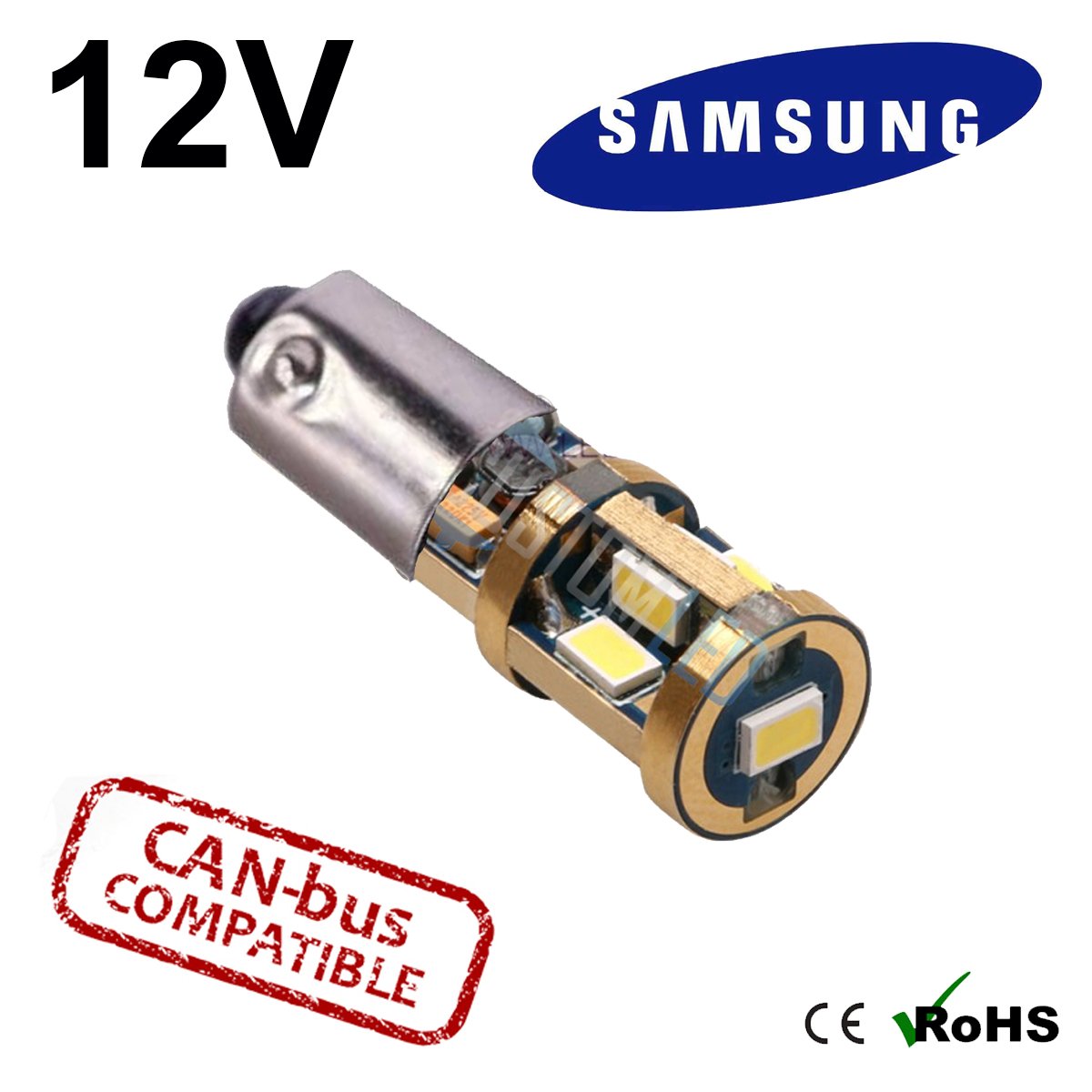 12v BAX9s 434 H6W Samsung LED Bulb (canbus)