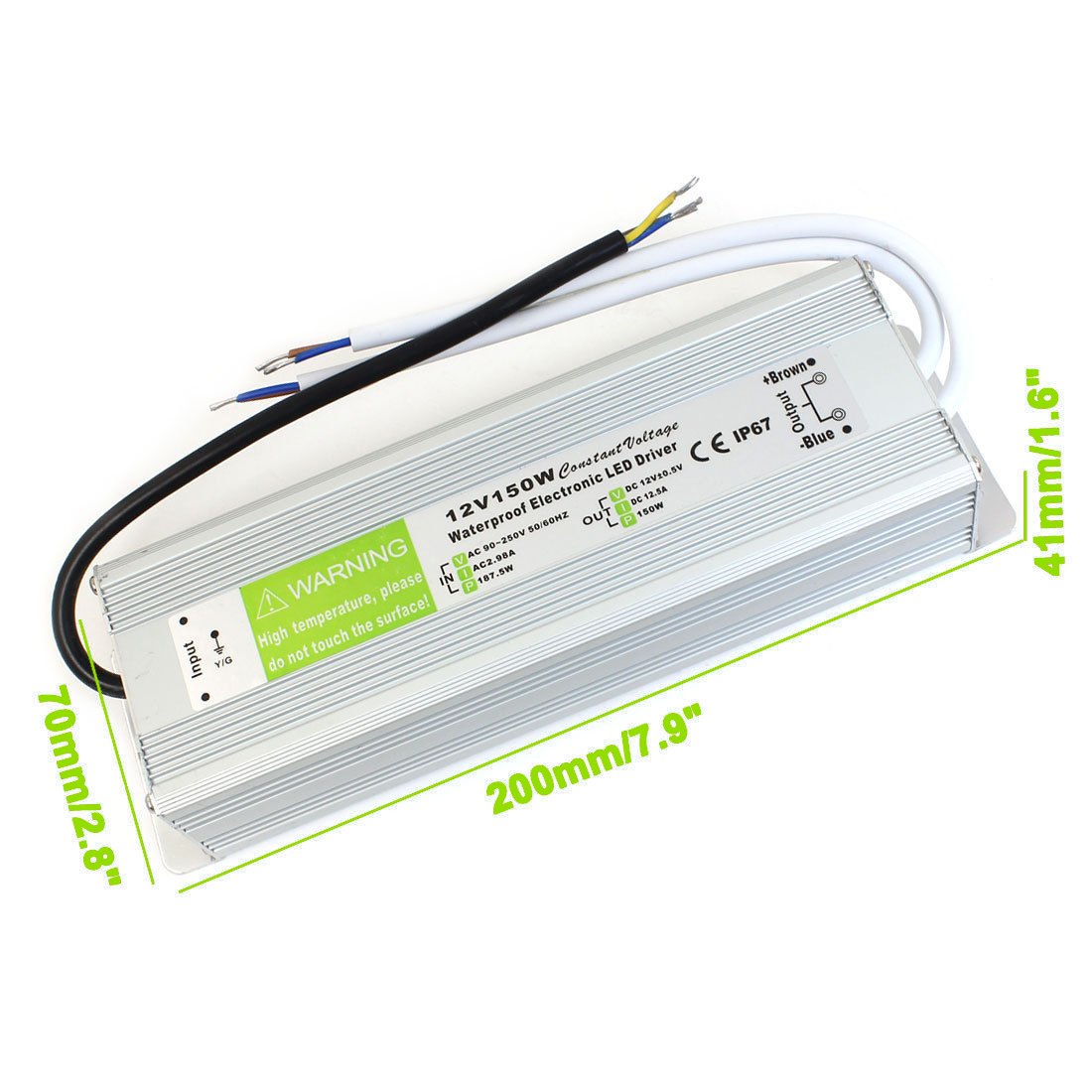 IP67 12V DC 150w 12.5A 230v Waterproof Power Supply