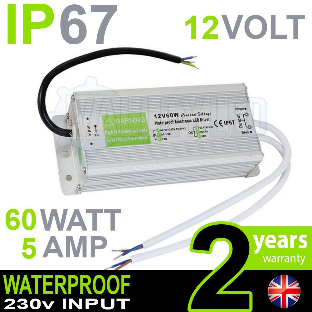 IP67 12V DC 60w 5A 230v Waterproof Power Supply