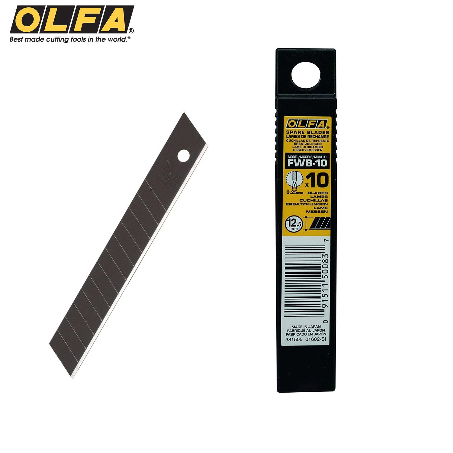 Olfa FWB-10 Excel Black 12.5mm Snap Blades 65° (10 PACK)