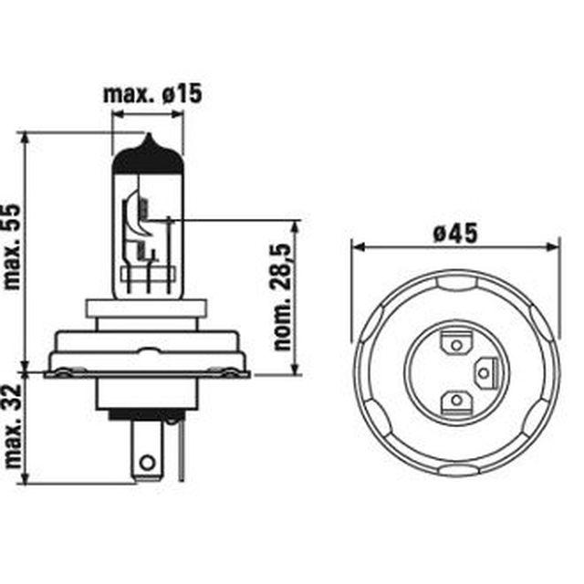 H4 472 60/55w OEM Replacement Bulbs (10 PACK)