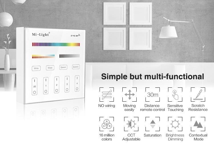 Milight RGB RGBW CCT Dimming 2.4G RF 4 Zone Wall Controller B4