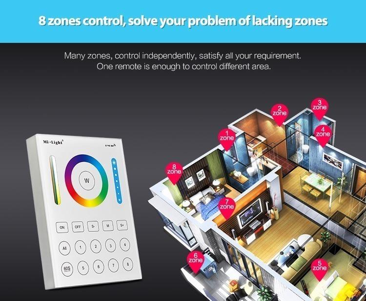 Milight RGB RGBW CCT Dimming 2.4G RF 8 Zone Wall Controller B8