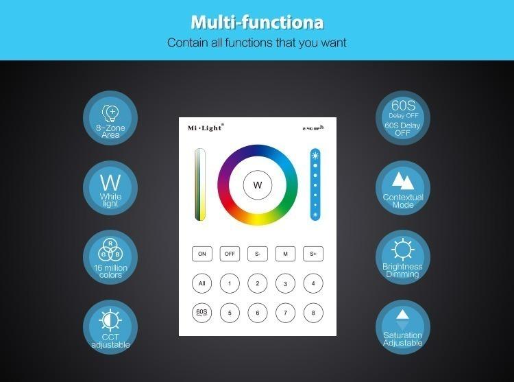 Milight RGB RGBW CCT Dimming 2.4G RF 8 Zone Wall Controller B8