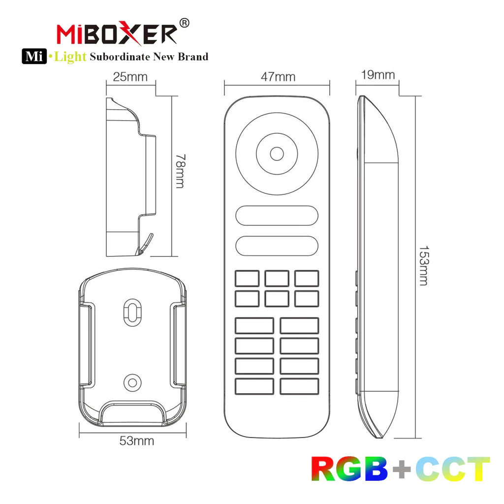 Mi light RGB RGBW CCT 2.4G RF 8 Zone Remote FUT089