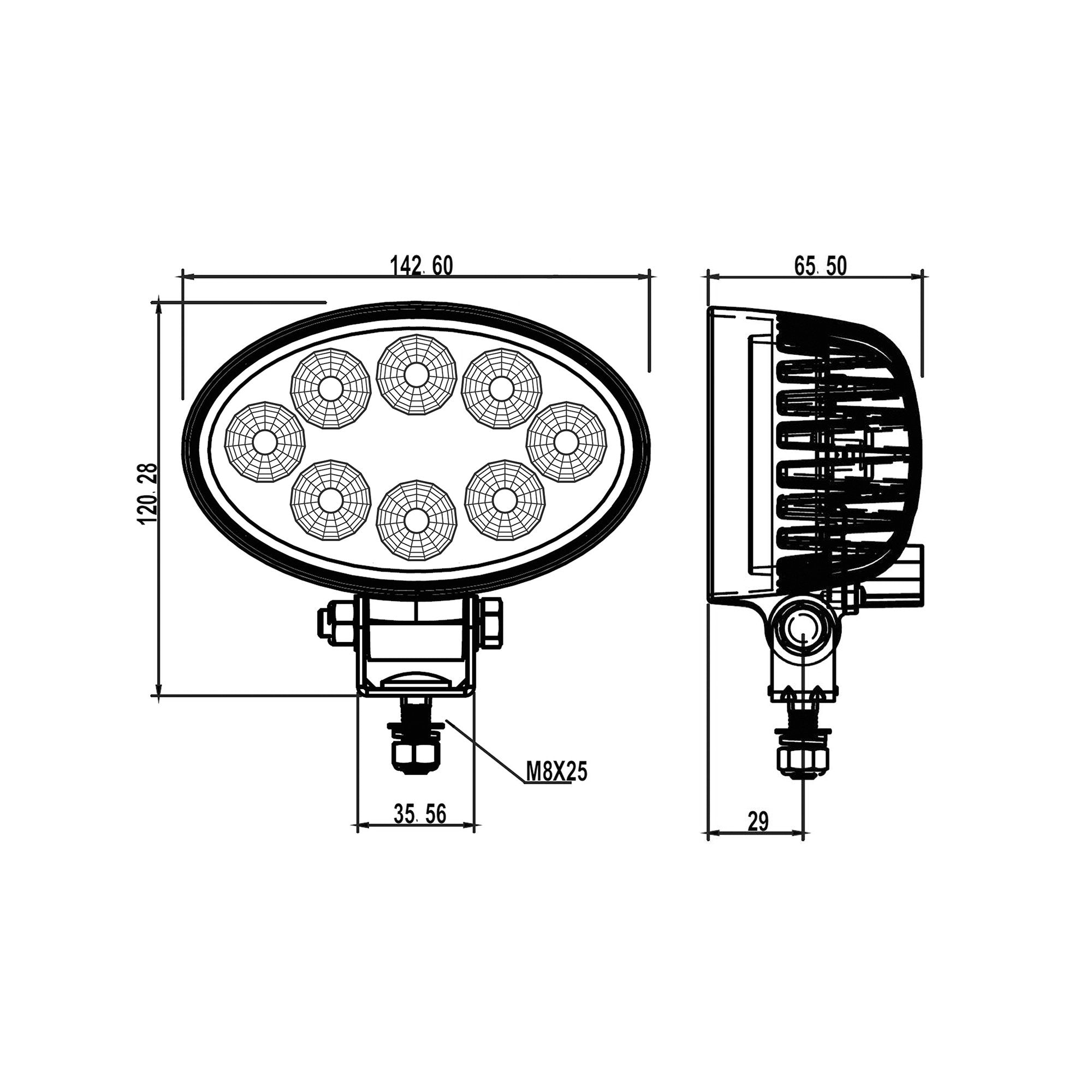 24w Oval Cree LED Work Light