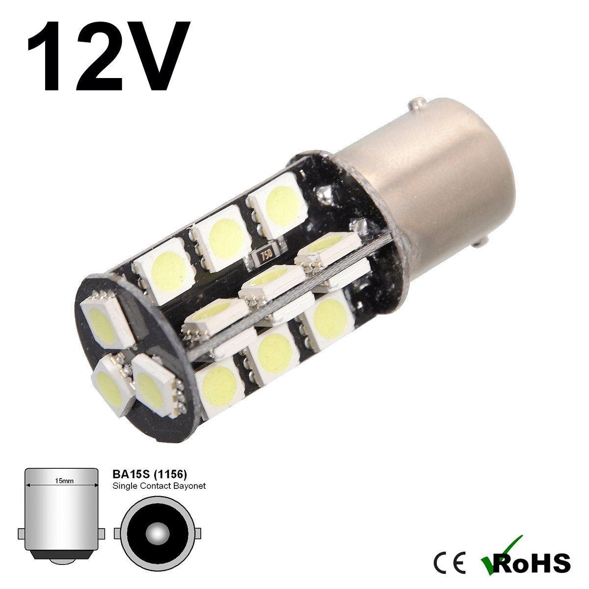 12v 382 BA15s 27 SMD LED Bulb