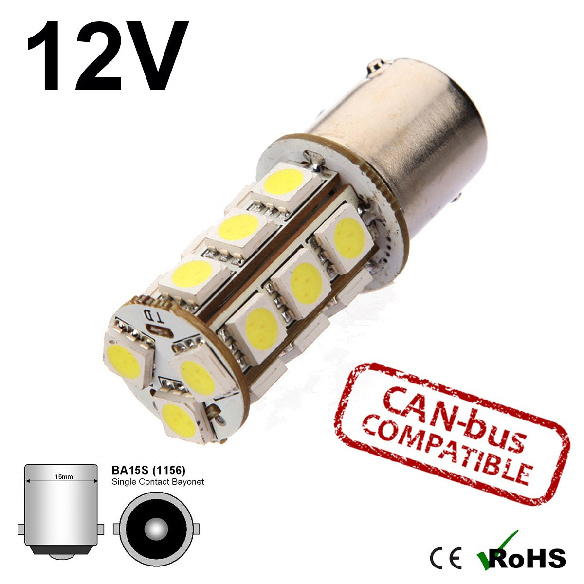 12v 382 BA15s 18 SMD LED Bulb (canbus)